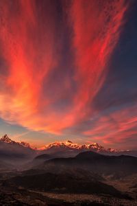 Preview wallpaper tibet, mountains, sunset, sky, panorama