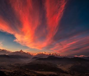 Preview wallpaper tibet, mountains, sunset, sky, panorama