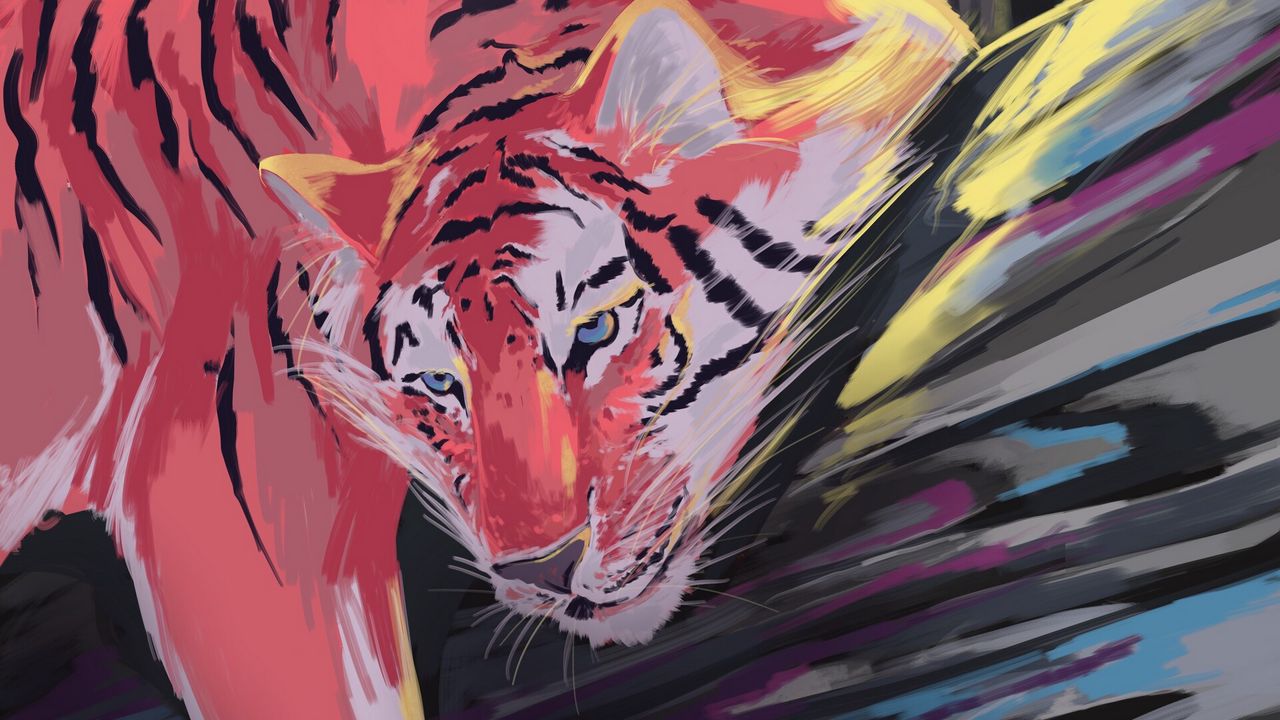 Wallpaper tiger, animal, big cat, wild, art