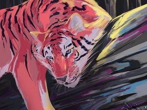 Preview wallpaper tiger, animal, big cat, wild, art