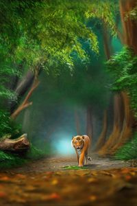 Preview wallpaper tiger, animal, predator, forest, wildlife, art