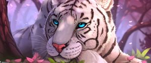 Preview wallpaper tiger, art, blue-eyed, sight