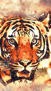 Preview wallpaper tiger, art, grin, muzzle