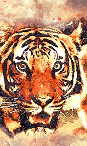 Preview wallpaper tiger, art, grin, muzzle