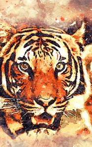 Preview wallpaper tiger, art, grin, muzzle