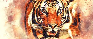 Preview wallpaper tiger, art, grin, muzzle