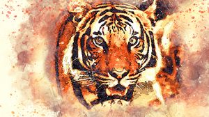 Preview wallpaper tiger, art, grin, muzzle