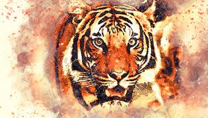 Preview wallpaper tiger, art, grin, muzzle