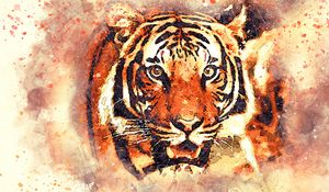 Preview wallpaper tiger, art, grin, muzzle