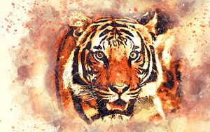 Preview wallpaper tiger, art, grin, muzzle