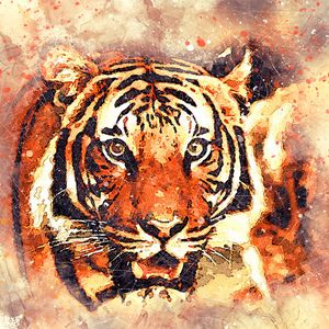 Preview wallpaper tiger, art, grin, muzzle