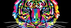 Preview wallpaper tiger, art, multicolored, ornament, vector