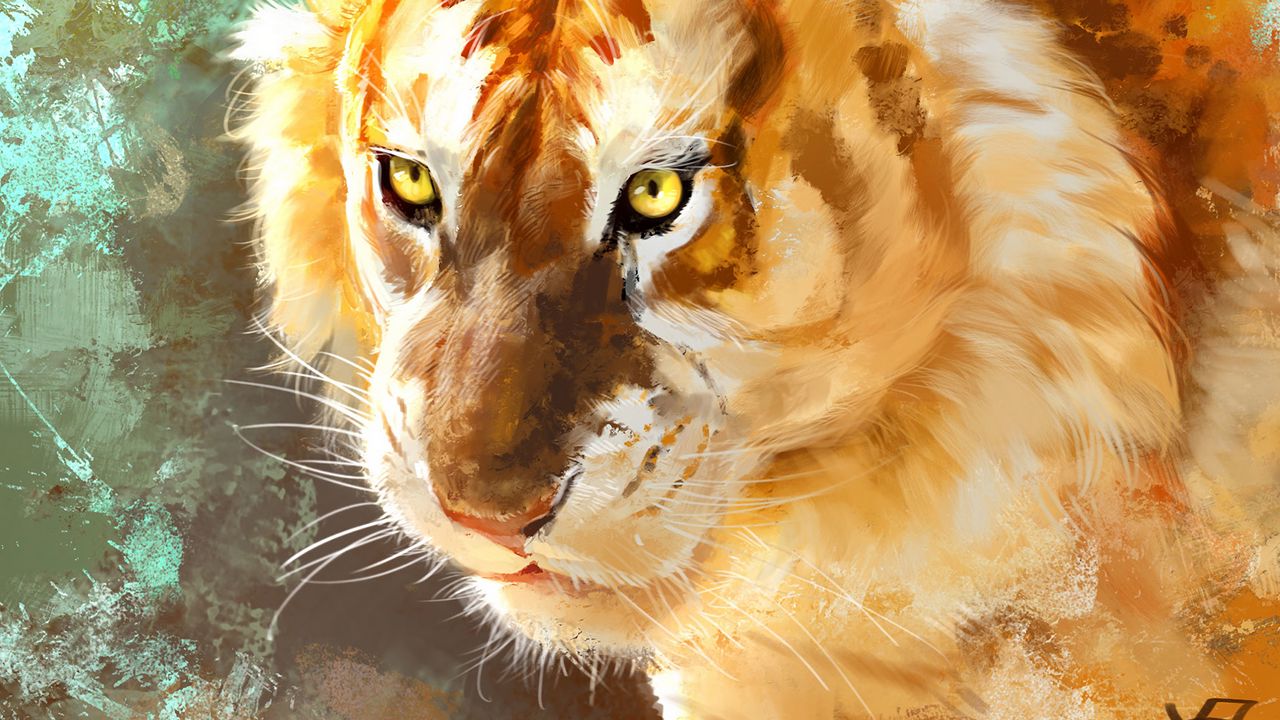 Wallpaper tiger, art, predator, muzzle, big cat