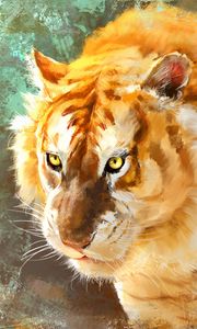 Preview wallpaper tiger, art, predator, muzzle, big cat