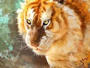Preview wallpaper tiger, art, predator, muzzle, big cat