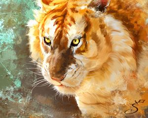Preview wallpaper tiger, art, predator, muzzle, big cat