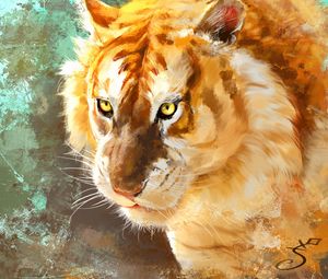 Preview wallpaper tiger, art, predator, muzzle, big cat