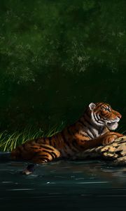 Preview wallpaper tiger, big cat, profile, predator, art