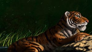 Preview wallpaper tiger, big cat, profile, predator, art