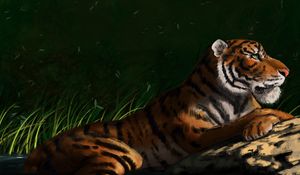 Preview wallpaper tiger, big cat, profile, predator, art