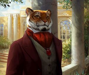 Preview wallpaper tiger, costume, art, aristocrat, animal