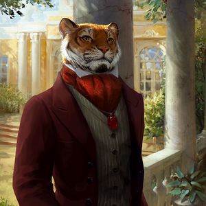 Preview wallpaper tiger, costume, art, aristocrat, animal