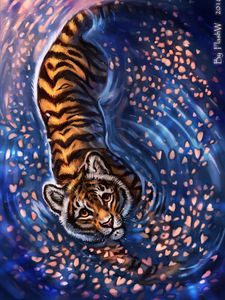 Preview wallpaper tiger, cub, art, cute, sight