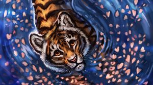 Preview wallpaper tiger, cub, art, cute, sight
