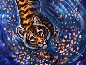 Preview wallpaper tiger, cub, art, cute, sight