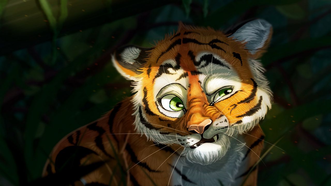 Wallpaper tiger cub, art, emotions, tiger