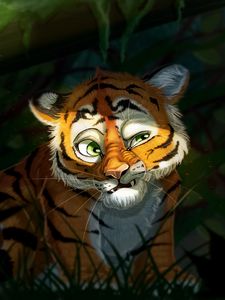 Preview wallpaper tiger cub, art, emotions, tiger