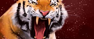 Preview wallpaper tiger, grin, aggression, predator, art