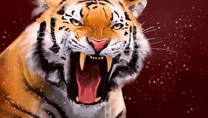 Preview wallpaper tiger, grin, aggression, predator, art