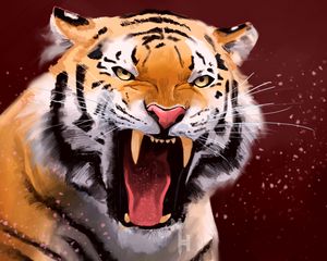 Preview wallpaper tiger, grin, aggression, predator, art