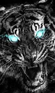 Preview wallpaper tiger, grin, art, eyes, anger, predator