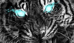 Preview wallpaper tiger, grin, art, eyes, anger, predator