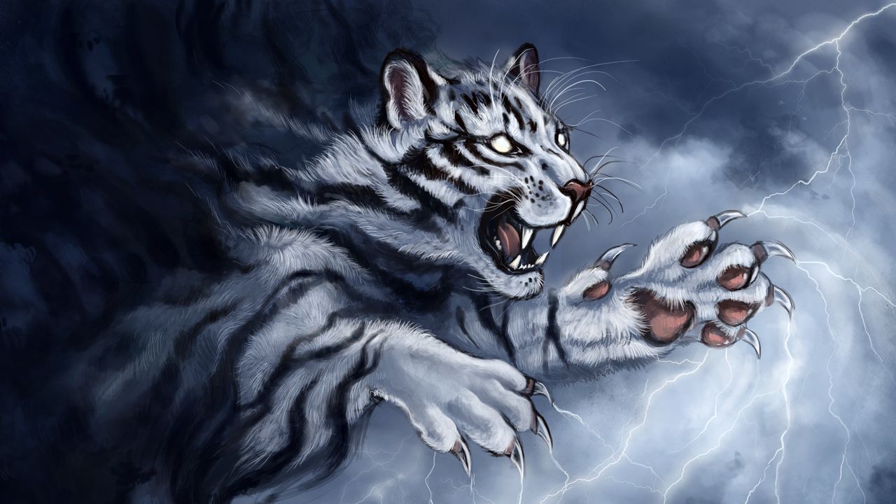 Wallpaper tiger, grin, art, predator, claws