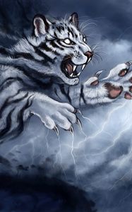 Preview wallpaper tiger, grin, art, predator, claws