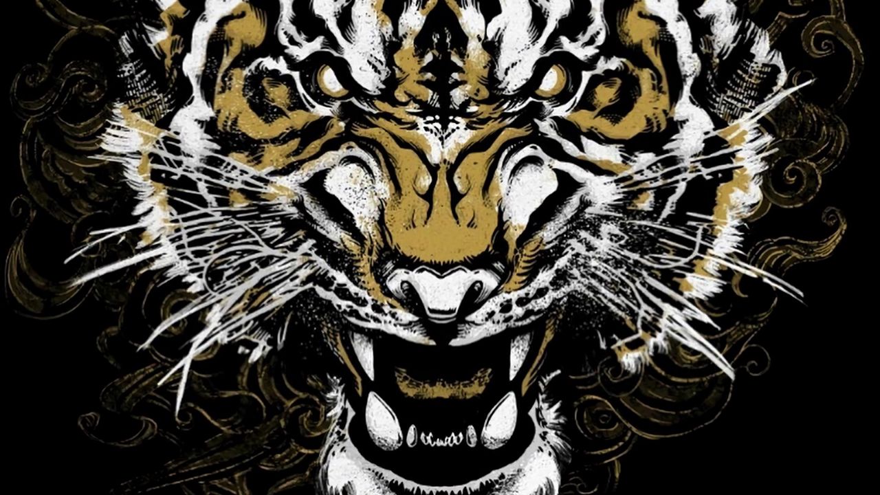 Wallpaper tiger, grin, art, predator, muzzle