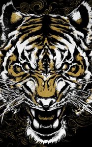 Preview wallpaper tiger, grin, art, predator, muzzle