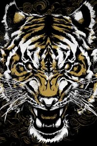 Preview wallpaper tiger, grin, art, predator, muzzle