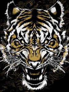 Preview wallpaper tiger, grin, art, predator, muzzle