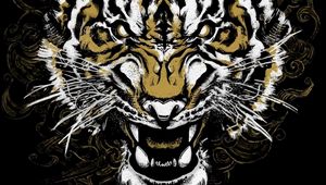 Preview wallpaper tiger, grin, art, predator, muzzle