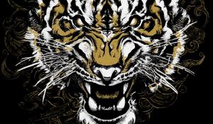 Preview wallpaper tiger, grin, art, predator, muzzle