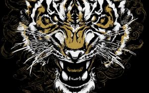Preview wallpaper tiger, grin, art, predator, muzzle