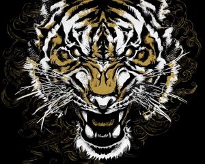 Preview wallpaper tiger, grin, art, predator, muzzle