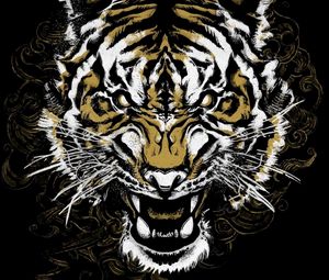 Preview wallpaper tiger, grin, art, predator, muzzle