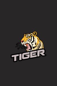 Preview wallpaper tiger, grin, inscription, vector