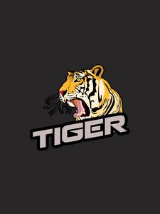 Preview wallpaper tiger, grin, inscription, vector