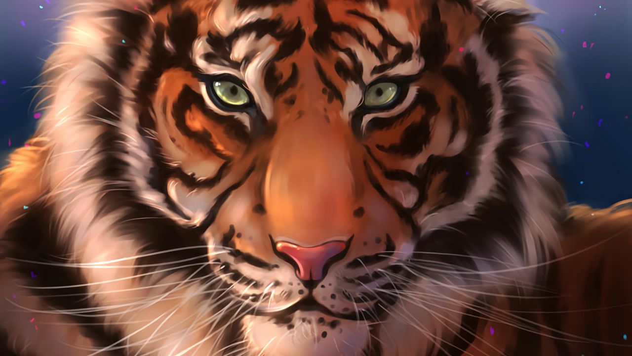 Wallpaper tiger, muzzle, art, predator, striped